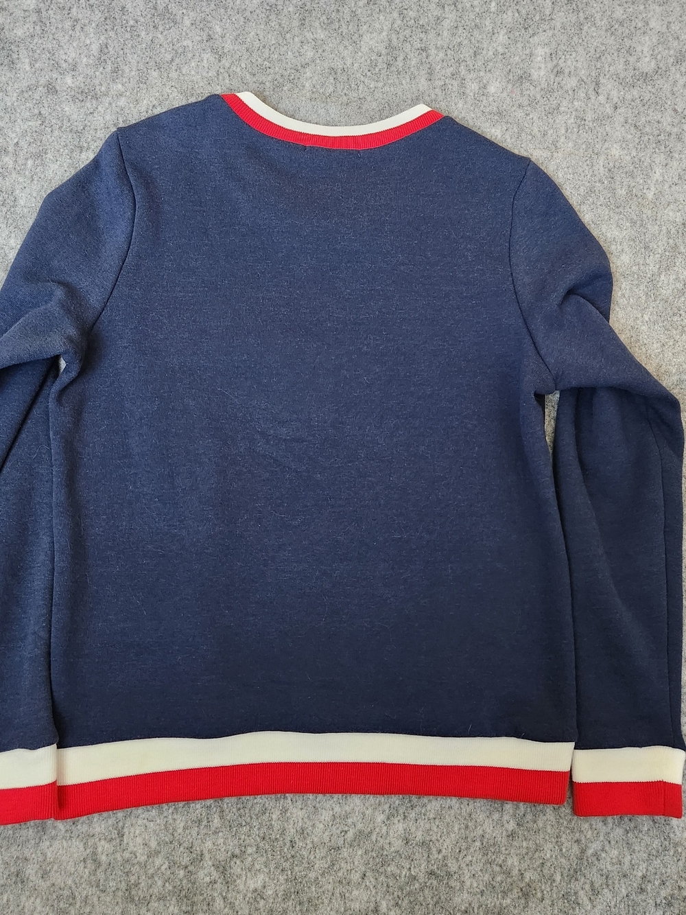 Marine Layer Nautical Pullover Sweater Women's S Blue Striped Hem Soft Winter - Picture 3 of 8